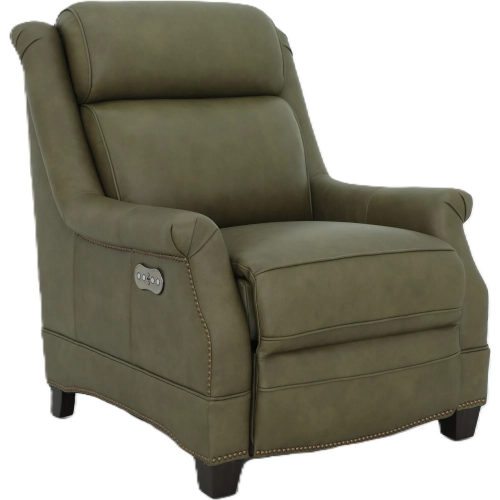Warrendale Power Recliner with Power Headrest in Oasis Olive Green Top-Grain Leather